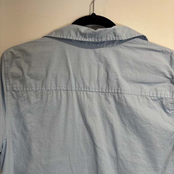Sunday Best Aritzia Small Light Blue Cropped Button Down Shirt Short Sleeve Top - Picture 8 of 13